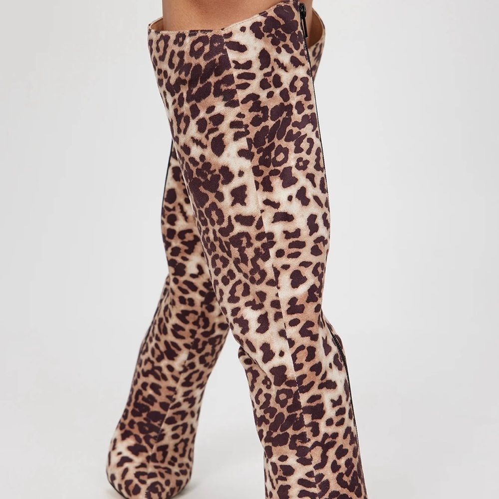 Leopard Knee High Boots - Picture 3 of 5
